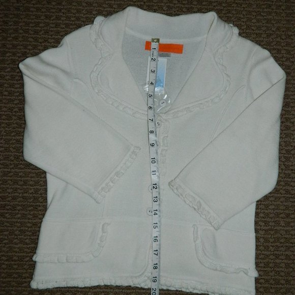 Cynthia Steffe Off White Cropped Ruffled Sweater Jacket, NWT Size 10 - Picture 8 of 12